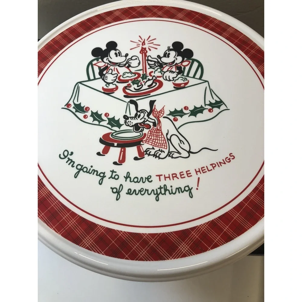 Disney Mickey Mouse Holiday‎ Rotating Cake Stand Baker's Turntable Festive Plaid